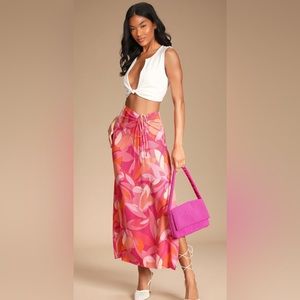 Pink floral maxi skirt